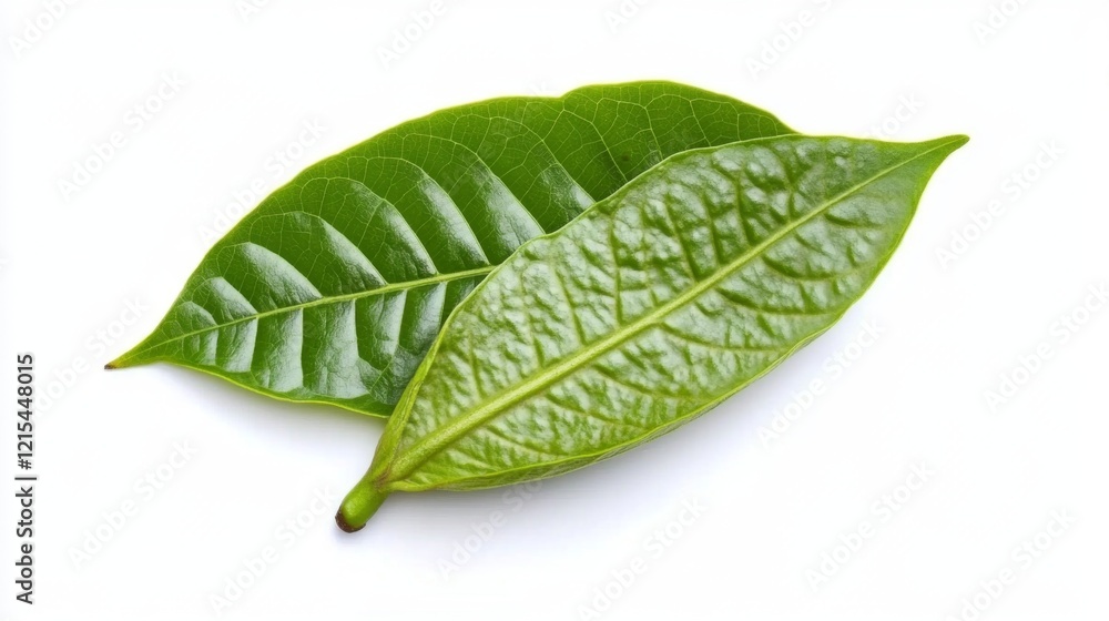 Obraz premium green cocoa leaf isolated on white