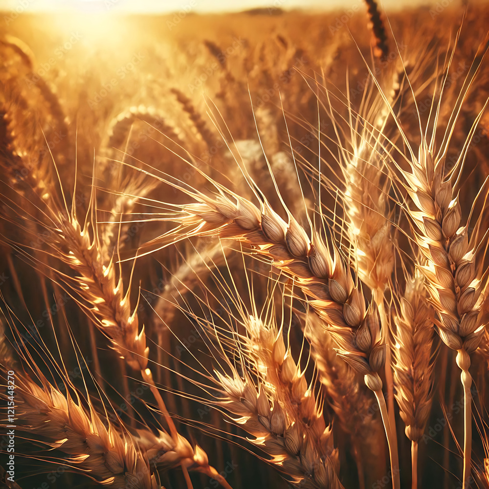 Ripe wheat fields natural landscape at sunset. farm harvest season.
Ripe wheat fields natural landscape at sunset. farm harvest season.