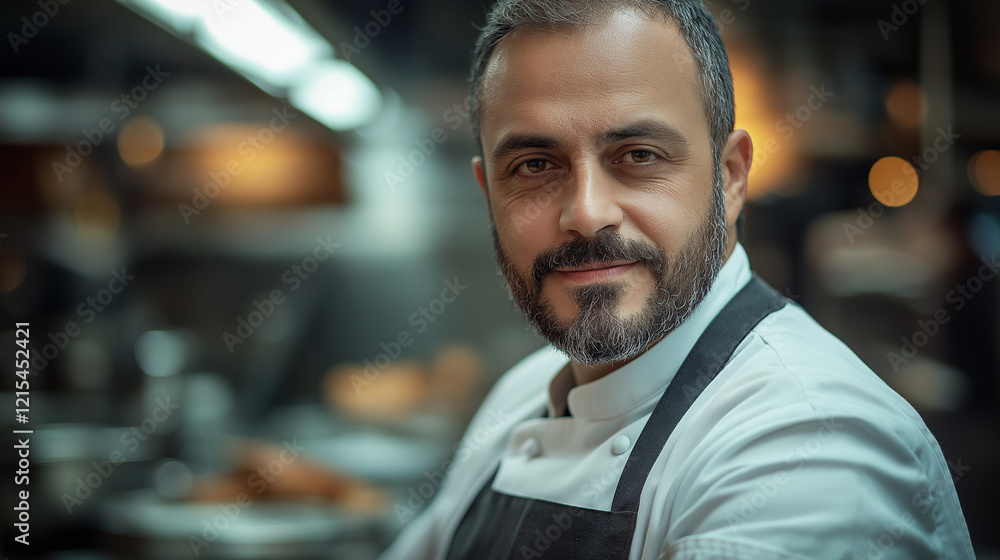 Fototapeta premium Charismatic chef in a high-end kitchen
