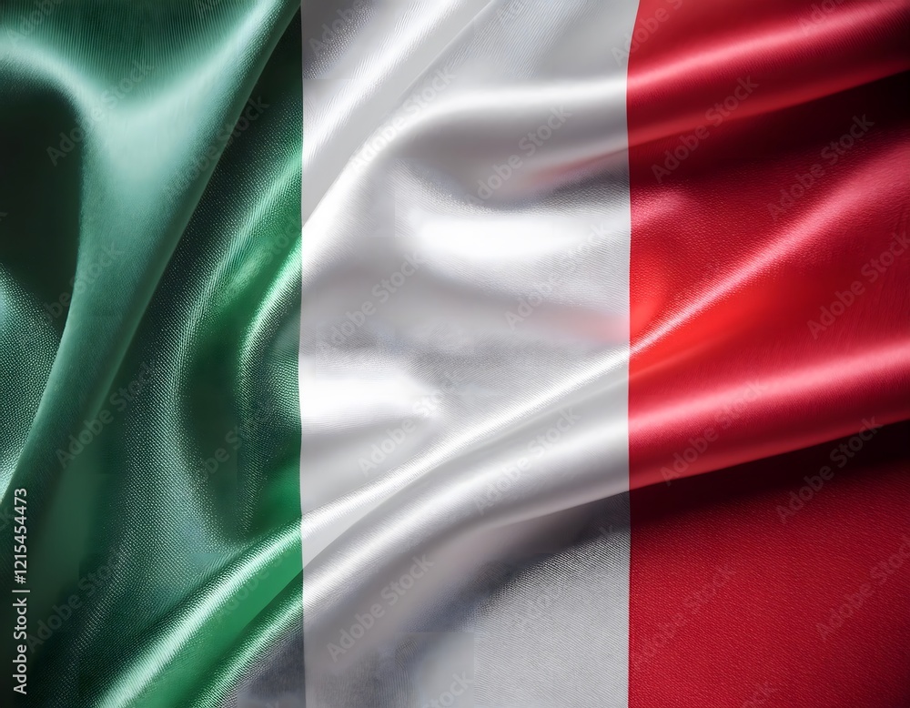 Obraz premium Vibrant Italy flag waving with luxurious satin texture - Patriotic and cultural symbol