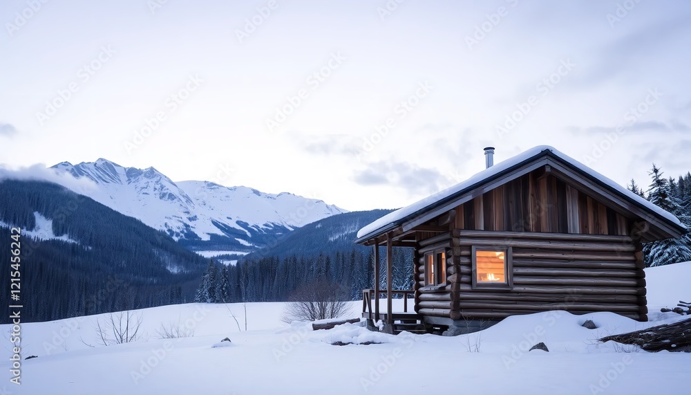 Cozy Wooden Cabin Winter Mountain Landscape Snowy Scene Peaceful Retreat Serene Nature Escape Majestic Peaks Tranquil Wilderness Breathtaking View Log Cabin Snowy Hills Cozy Wooden Cabin Winter Mountain Landscape Snowy Scene Peaceful Retreat Serene Nature Escape Majestic Peaks Tranquil Wilderness Breathtaking View Log Cabin Snowy Hills