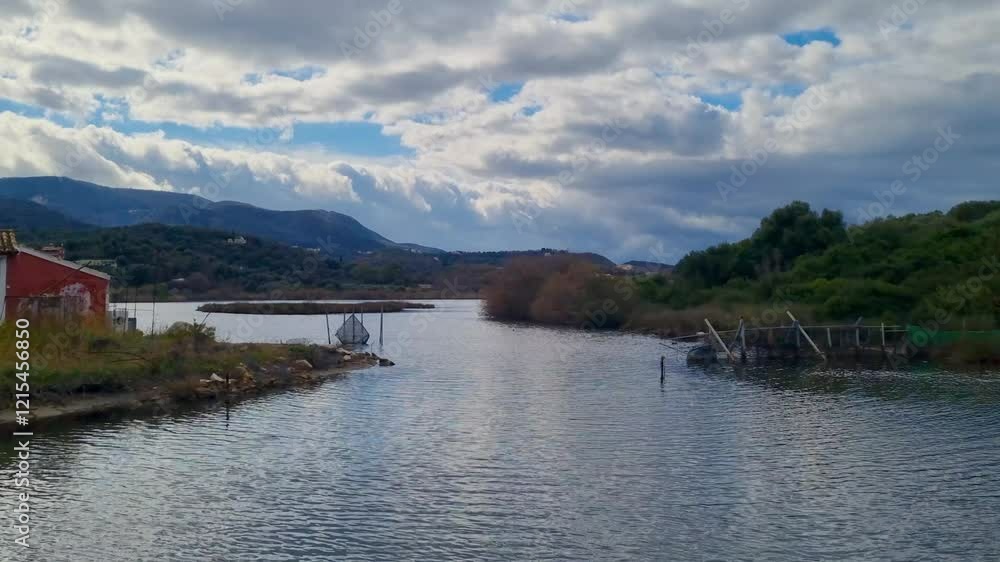 The Antinioti Lagoon a nature protected area in Corfu Greece in winter The Antinioti Lagoon a nature protected area in Corfu Greece in winter