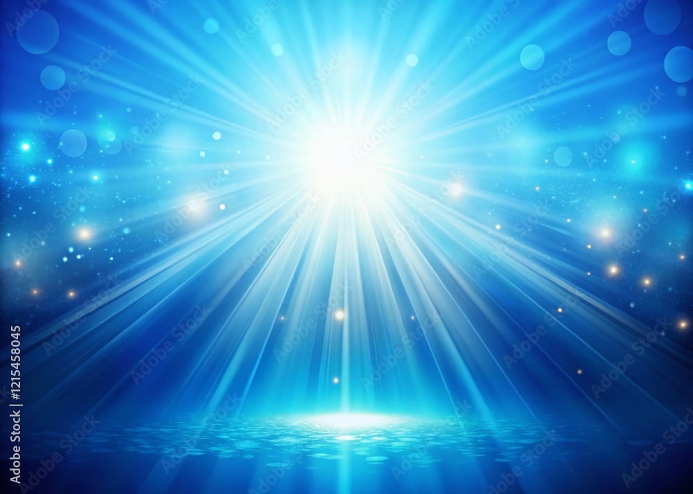 Serene Light Blue Background with Upward Blue Rays, Copy Space Left - Stock Photo Serene Light Blue Background with Upward Blue Rays, Copy Space Left - Stock Photo