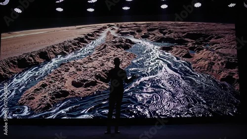 Wallpaper Mural Mars Landscape 3D Projection on Curved Screen for Space Education - Futuristic Exhibit Torontodigital.ca