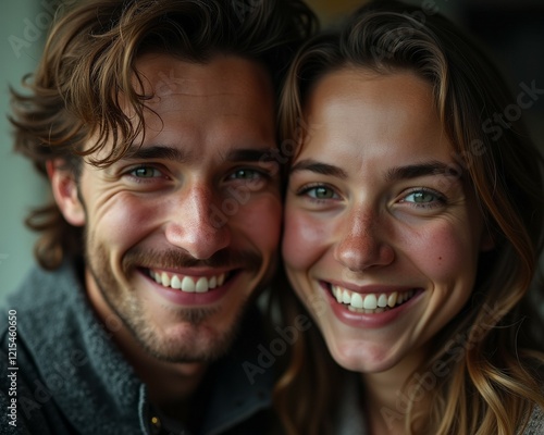 High quality portrait photo of young woman and a man, happy face, detailed face, cinematic shot