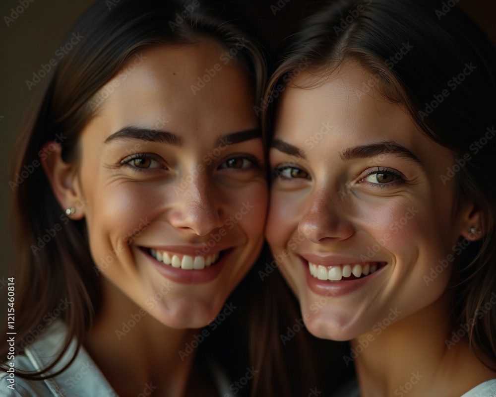 High quality portrait photo of two women, happy face, detailed face, cinematic shot High quality portrait photo of two women, happy face, detailed face, cinematic shot