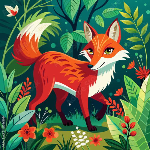 Red Fox: With its fiery red coat and bushy tail tipped with white, the red fox prowls through dense undergrowth, sniffing for rodents and berries.