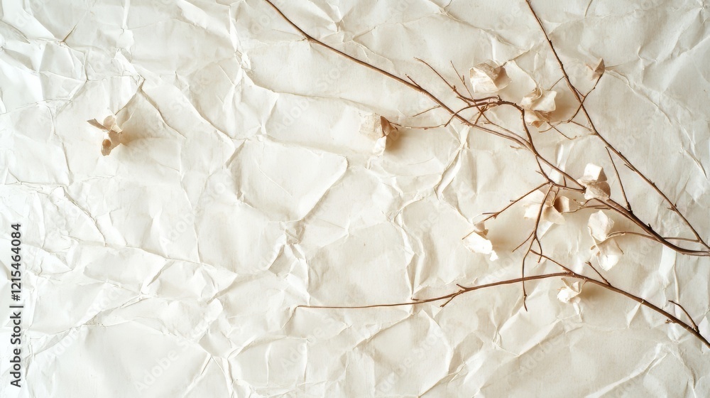 Fototapeta premium Dried flowers on crumpled paper