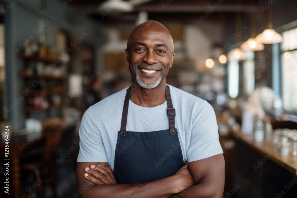 Obraz premium Smiling portrait of a middle aged African American male small business owner