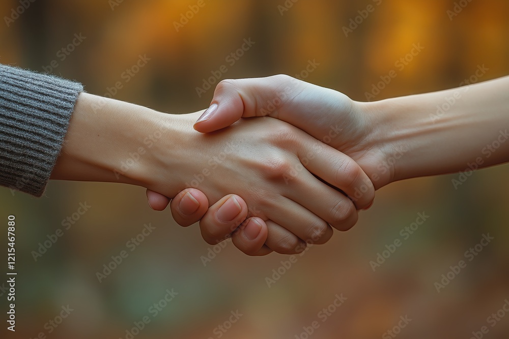 Two hands engaged in a firm handshake with dynamic composition and natural lighting Two hands engaged in a firm handshake with dynamic composition and natural lighting