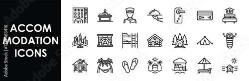 Accommodation icons. Set of editable line icons. Vector illustration