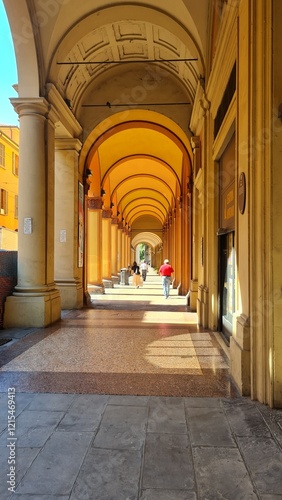 Exploring the city of Bologna, Italy. Art and architecture. 