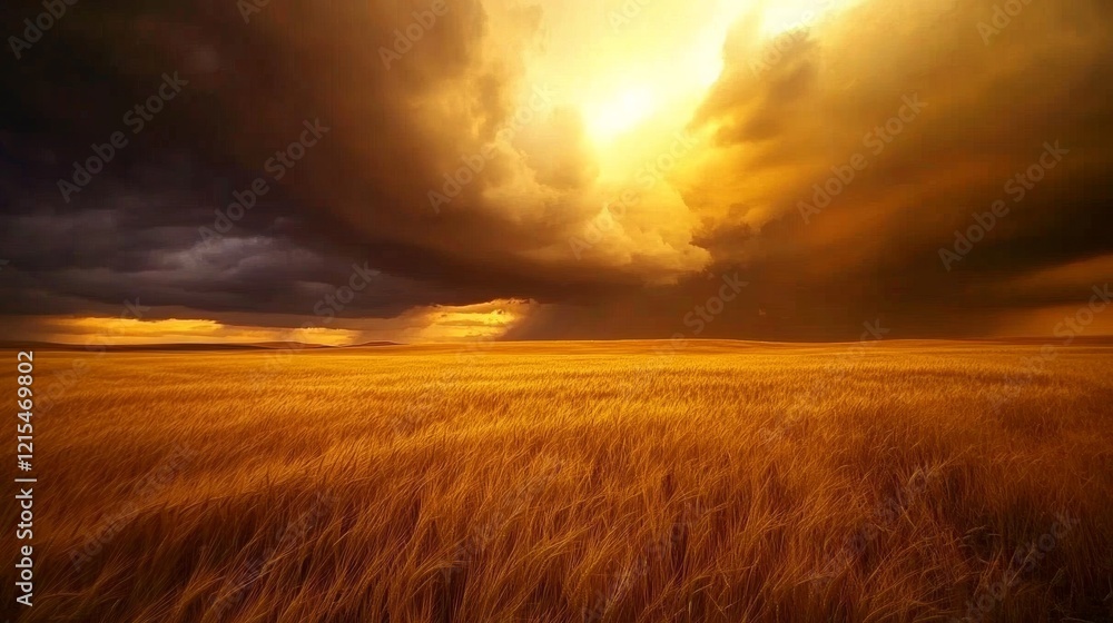 A vast golden field under a dramatic sky captures the grandeur and mood of nature's raw, changing beauty. A vast golden field under a dramatic sky captures the grandeur and mood of nature's raw, changing beauty.