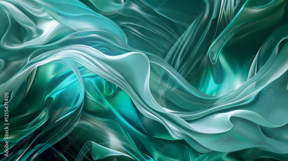 Fototapeta premium Abstract Teal and White Liquid Swirls Wallpaper