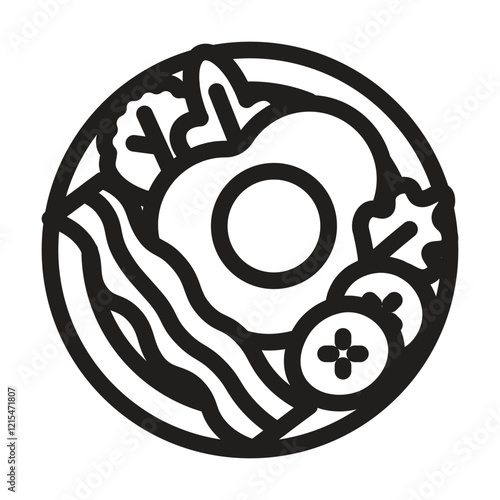 Breakfast plate icon. Editable line icon. Vector illustration