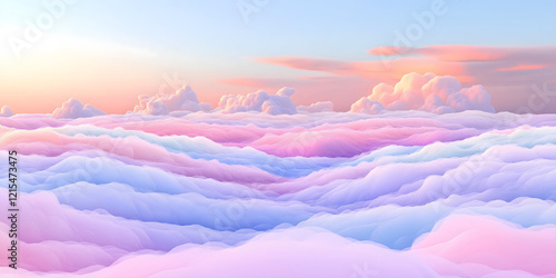 Magical pastel cloud above the mountains, whimsical abstract landscape with clouds 