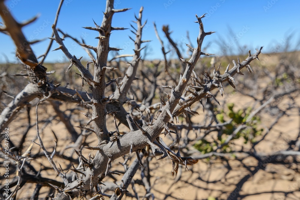 A thorny devil blending into the arid landscape of the Outback, its spiky body adapted for desert life. A thorny devil blending into the arid landscape of the Outback, its spiky body adapted for desert life.