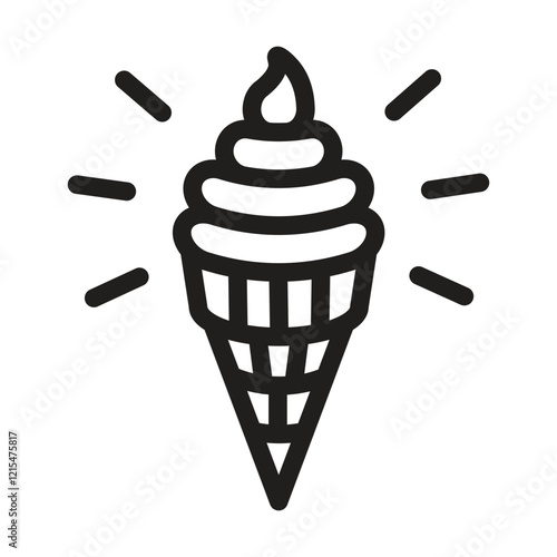 Ice cream cone icon. Editable line icon. Vector illustration