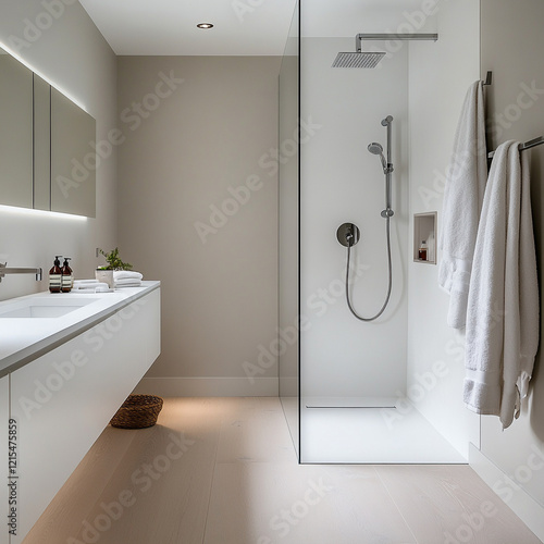 Modern bathroom design with sleek shower and vanity