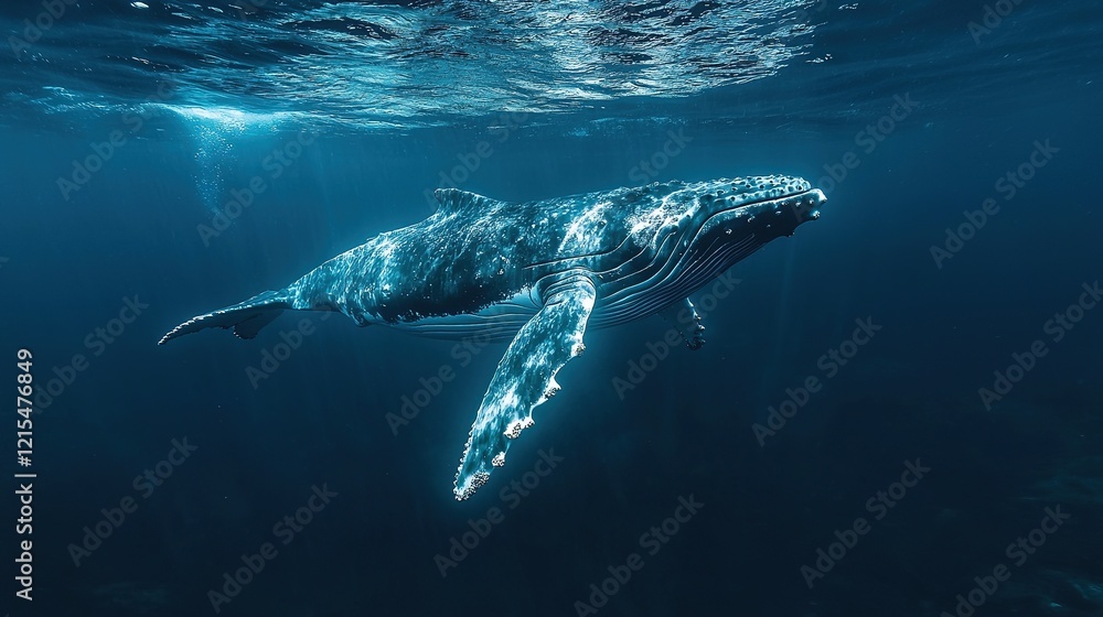 Fototapeta premium Ocean conservation chaos humpback whale underwater marine environment close-up view ecosystem awareness