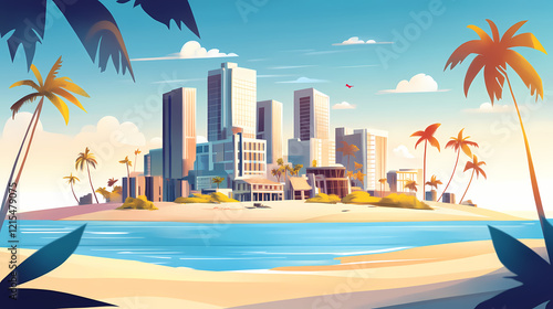 Obraz na płótnie Oceanic island. Desert Haven. Illustration