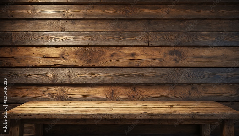 Fototapeta premium Bench crafted from wood standing by a wooden surface