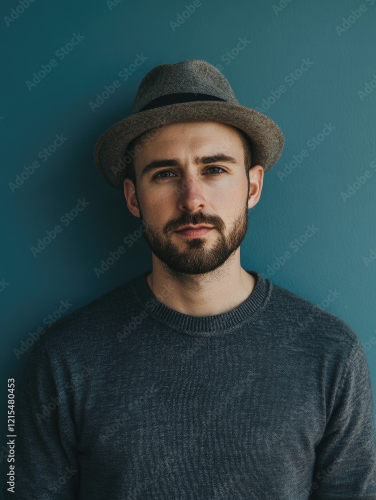Stylish Young Man with Fedora and Wool Cap Stylish Young Man with Fedora and Wool Cap