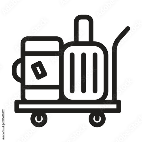 Trolley with luggage icon. Editable line icon. Vector illustration