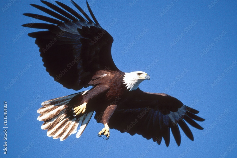 A wedge-tailed eagle soaring high in a cloudless blue sky, wings outstretched against the sunlight. A wedge-tailed eagle soaring high in a cloudless blue sky, wings outstretched against the sunlight.