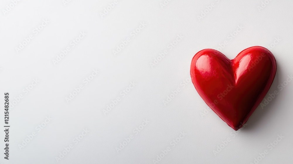 Red heart-shaped object on white background, symbolizing love Red heart-shaped object on white background, symbolizing love