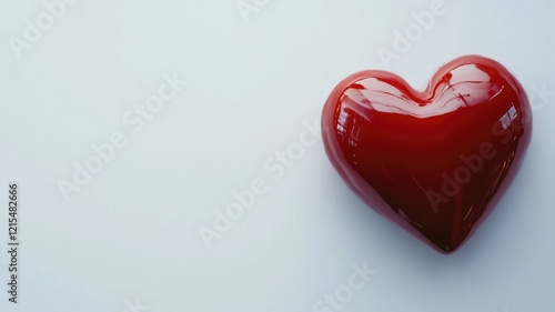Shiny red heart-shaped object on plain background