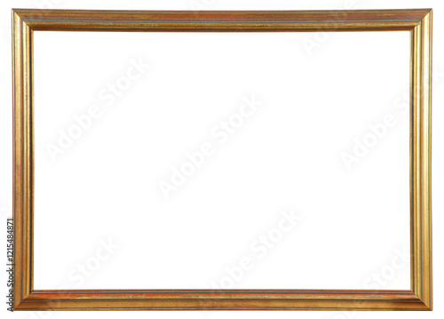 Golden picture frame on a transparent background, in PNG format.
