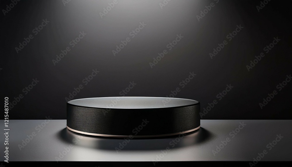 minimalist black round pedestal on smooth surface with soft lighting minimalist black round pedestal on smooth surface with soft lighting