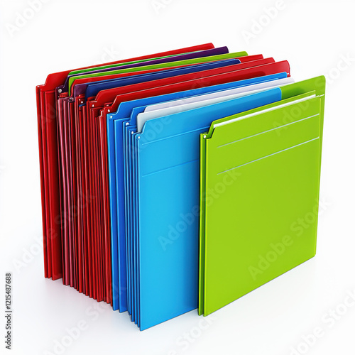 Colorful collection of file folders in various bright hues arranged neatly for organizational purposes