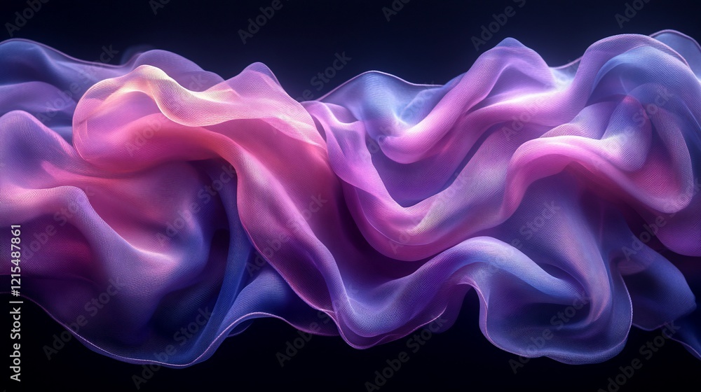 Obraz premium Abstract flowing fabric with vibrant pink, purple, and blue hues.