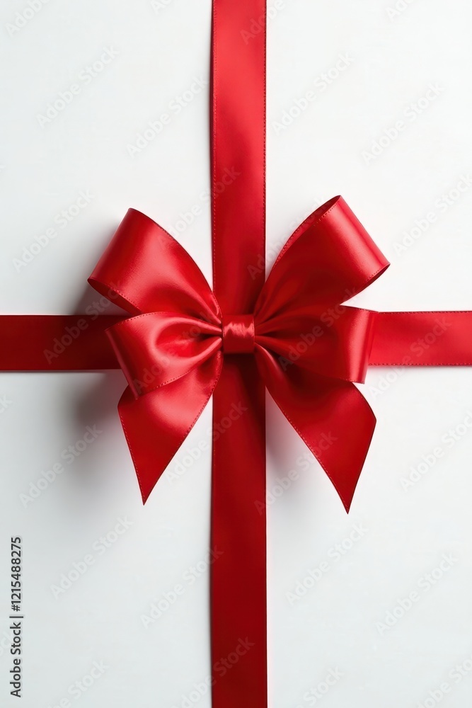Classic red gift bow with soft folds against pure white backdrop , celebration, element, holiday gift Classic red gift bow with soft folds against pure white backdrop , celebration, element, holiday gift