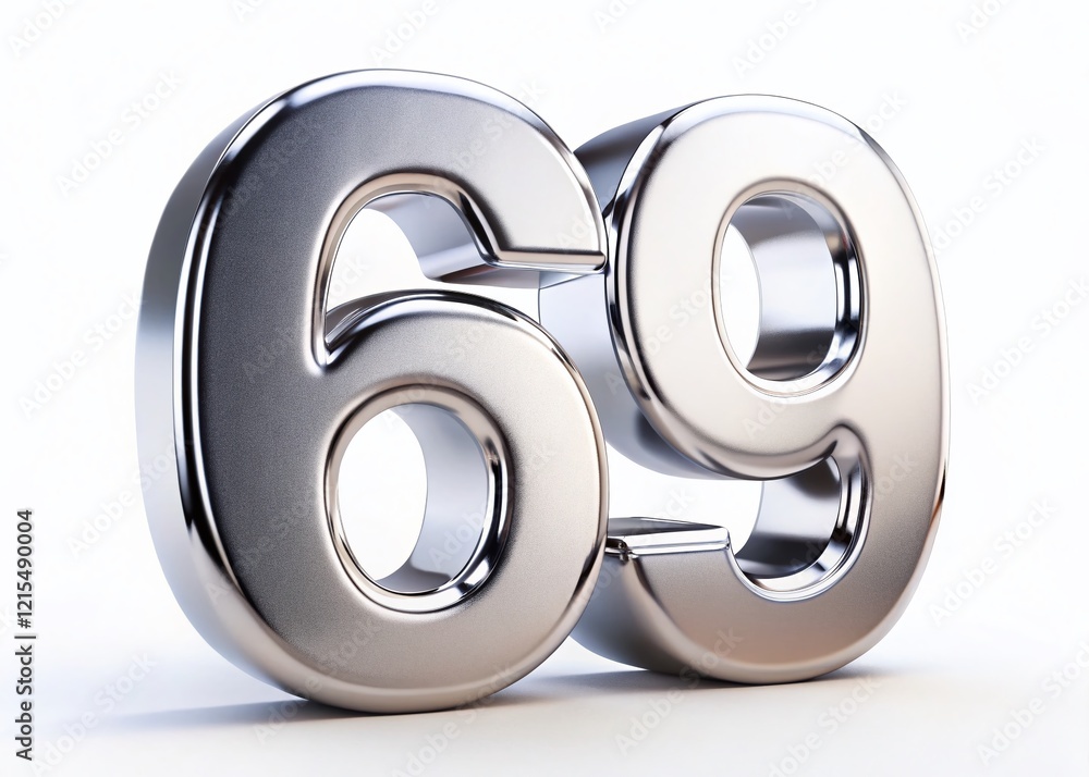 Sparkling Silver Number 69: 69th Anniversary Celebration Stock Photo Sparkling Silver Number 69: 69th Anniversary Celebration Stock Photo