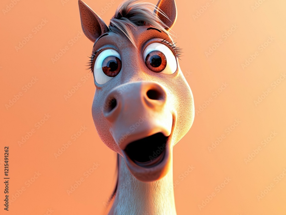 Obraz premium A cheerful cartoon horse. AI.