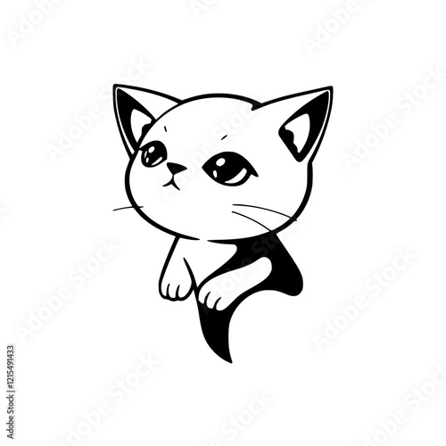 Adorable Kitten Illustration: Cute Cartoon Cat Design, Pet Lover Graphic, Whimsical Feline Character