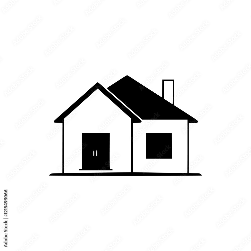 Simple House Icon: Minimalist Black and White House Illustration - Perfect for Real Estate, Architecture, and Home Design Projects Simple House Icon: Minimalist Black and White House Illustration - Perfect for Real Estate, Architecture, and Home Design Projects