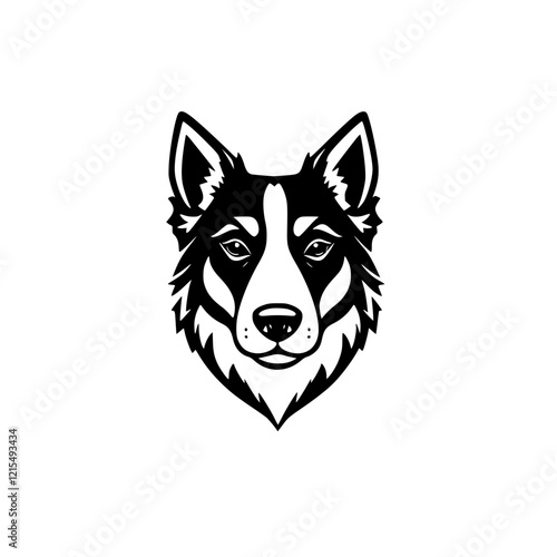 Majestic Dog Head: Black and White Canine Portrait.  A striking vector graphic, perfect for logos, prints, and designs.  Stylish and symbolic animal illustration. photo