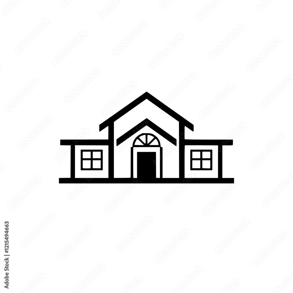 Modern House Architecture Design: Simple Geometric Home Illustration Modern House Architecture Design: Simple Geometric Home Illustration