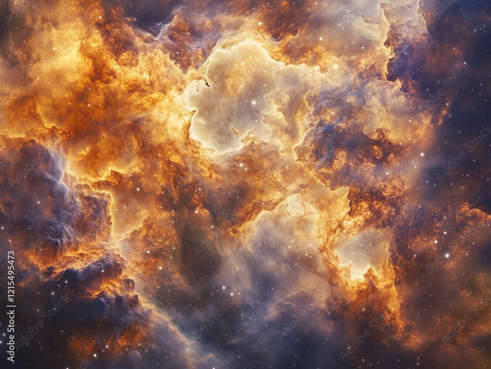 Obraz premium Cosmic Nebula's Fiery Dance