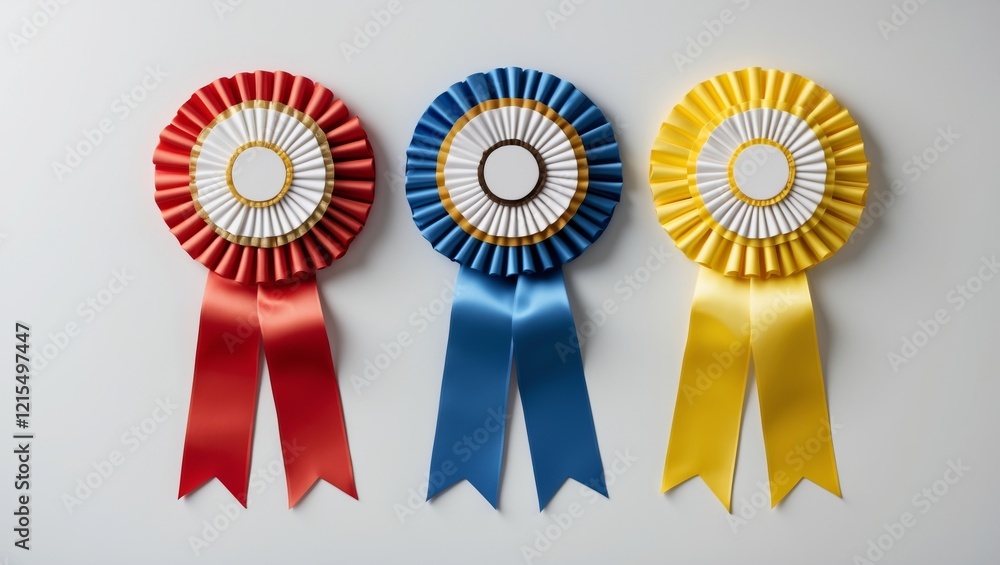 Fototapeta premium Colorful rosette ribbons on white background