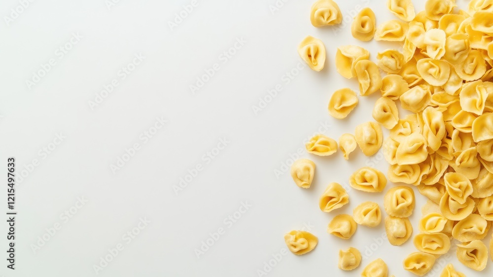 Bunch of uncooked tortellini pasta on white background Bunch of uncooked tortellini pasta on white background