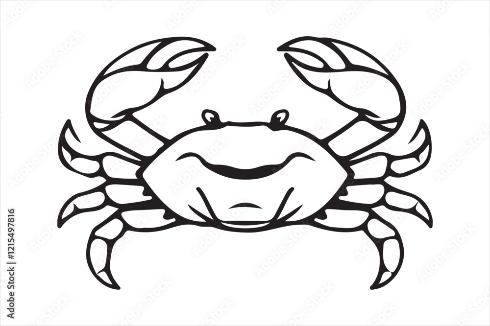 Fototapeta premium Black and White Crab Illustration