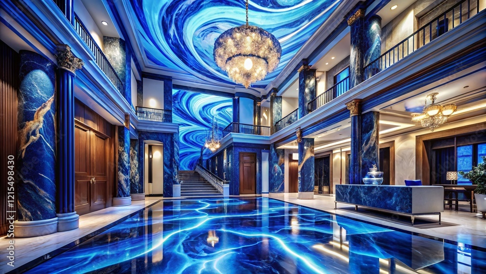 Obraz premium Sapphire Blue Marble Background: Abstract Architectural Texture