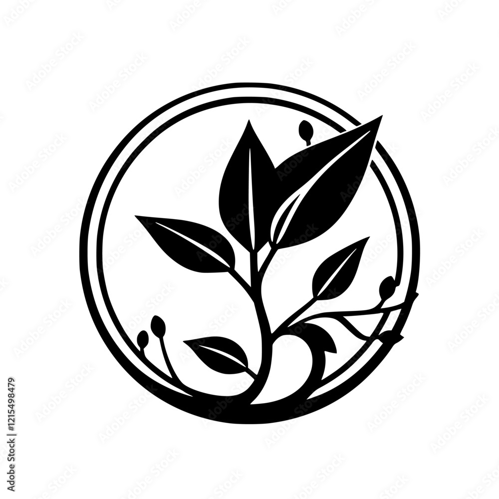 Elegant Black and White Plant Illustration: Minimalist Botanical Design, Perfect for Logos and Nature-Inspired Projects Elegant Black and White Plant Illustration: Minimalist Botanical Design, Perfect for Logos and Nature-Inspired Projects