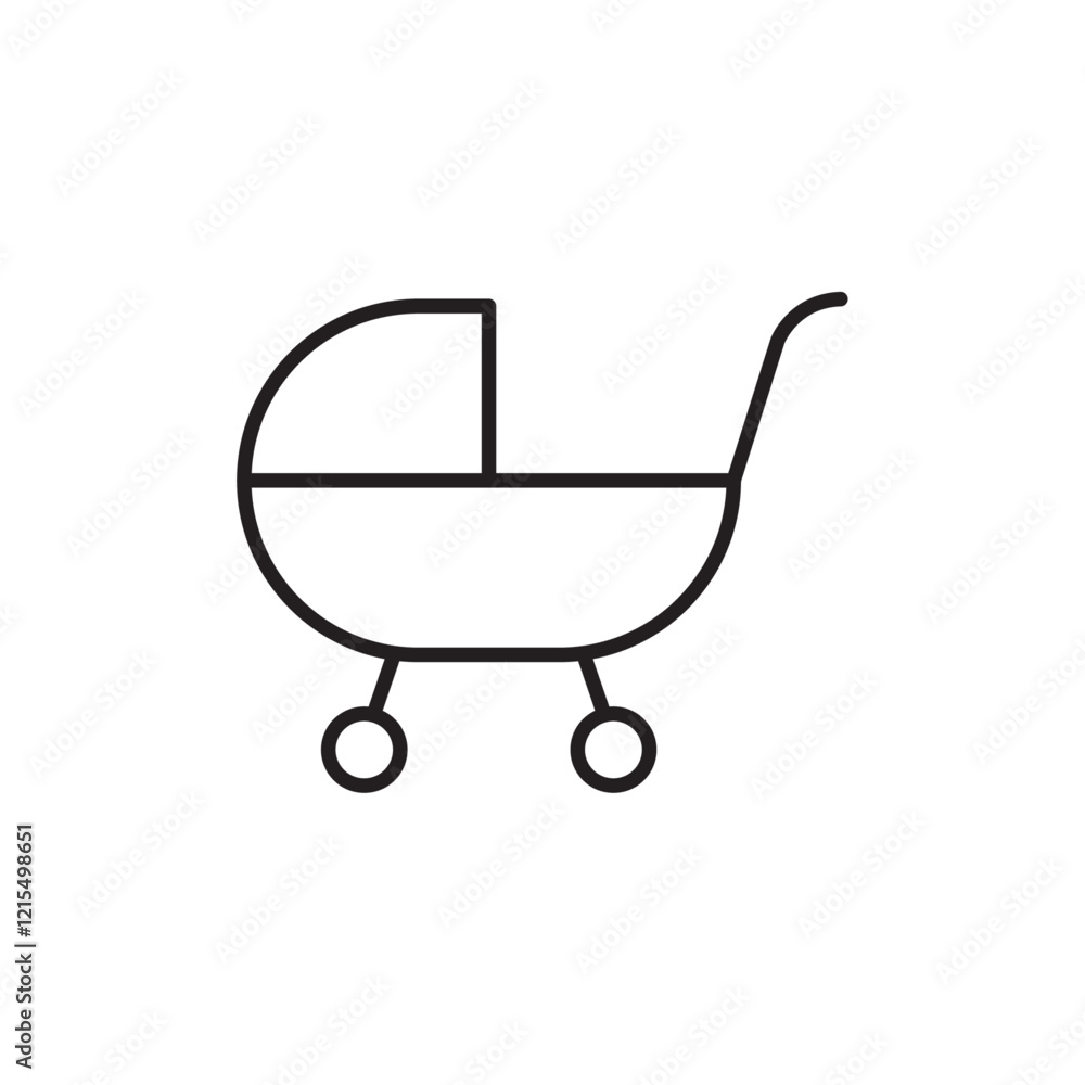 Baby carriage icon Outline set in black and white color Baby carriage icon Outline set in black and white color