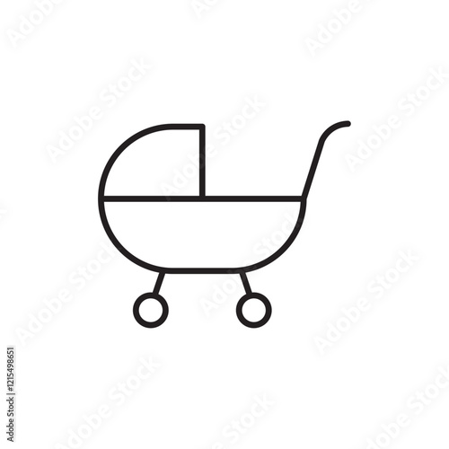 Baby carriage icon Outline set in black and white color
